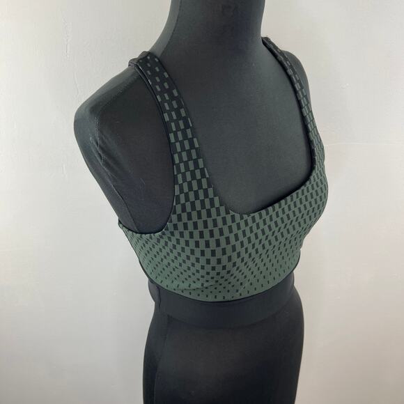 VIMMIA Racerback Sports Bra Green Black Square Printed Square Neck Pullover XS - Picture 3 of 5